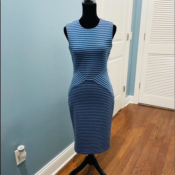 Calvin Klein blue stripe scuba Bodycon Dress US 2 - Picture 1 of 12